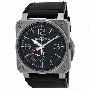 Bell and Ross Officer Automatic Black Dial Black Leather Men's Watch BR0397-BL-SI-SCA