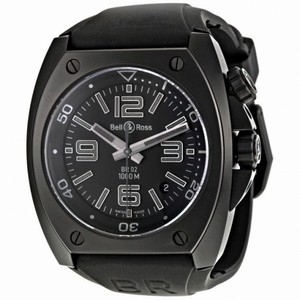 Bell and Ross Phantom Black Dial Automatic Black Rubber Men's Watch BR0292CAPH
