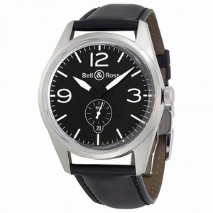 Bell and Ross Vintage Black Dial Black Leather Men's Watch BRV123-BL-ST-SCA