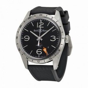 Bell and Ross Vintage Black Dial Black Rubber Men's Watch BRV123-BL-GMT-SRB