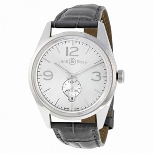 Bell and Ross Vintage Officer Silver Dial GreyLeather Men's Watch BRG123-WH-ST-SCR
