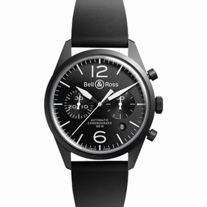 Bell and Ross Vintage Original Automatic Chronograph Black Dial Black Rubber Men's Watch RBRV126-BL-CA-SRB