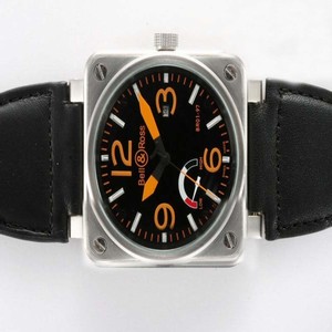 Bell Ross BR01-92 BR01-92 Black Dial Leather Stainless Steel Case Midsize 42x42mm Watch