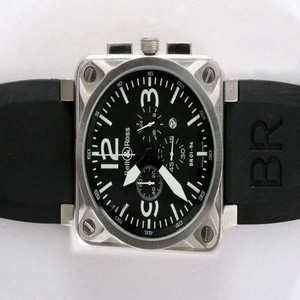 Bell Ross BR01-92 BR01-92 Black Dial Rubber 38x38mm Midsize Stainless Steel Case Watch