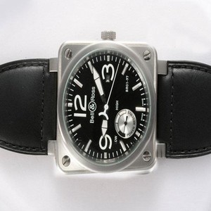 Bell Ross BR01-92 BR01-92 Stainless Steel Bezel Black Crocodile Leather Strap Watch
