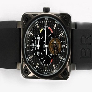Bell Ross BR01-93 GMT BR01-93 Black Rubber Black Dial PVD Bezel Automatic Watch