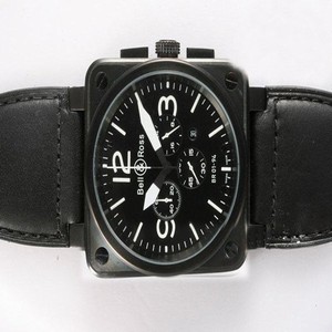Bell Ross BR01-94 Chronograph BR01-94 Black Black Ostrich Leather Strap 46x46mm Midsize Watch