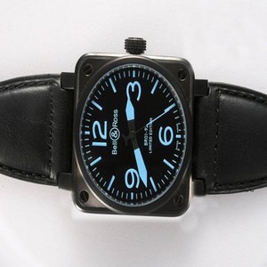 Bell Ross BR01-94 Limited editions BR01-92 Blue Leather 38x38mm PVD Case Midsize Watch