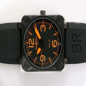 Bell Ross BR01-94 Limited editions BR01-92 Orange Rubber Midsize Black Rubber Strap Square Watch