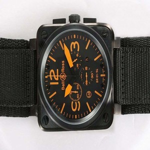 Bell Ross BR01-94 Limited editions BR01-94 Orange Black Dial PVD Bezel Quartz Chronograph Watch