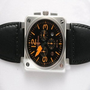 Bell Ross BR01-94 Titanium BR01-94 Orange Quartz Chronograph Black Dial Watch