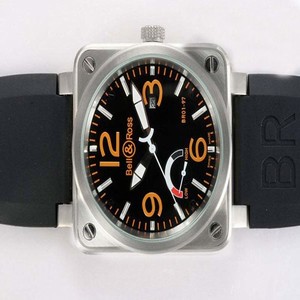 Bell Ross BR01-94 Titanium BR01-94 Titanium Orange Square Black Rubber Strap Black Dial Watch