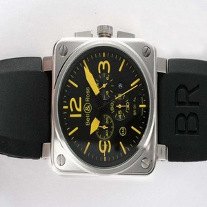 Bell Ross BR01-94 Titanium BR01-94 Titanium Orange Square Quartz Chronograph Black Dial Watch