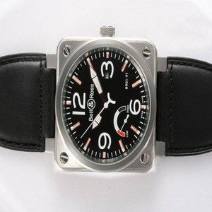 Bell Ross BR01-97 Power Reserve BR01-97 Square Midsize Black Crocodile Leather Strap Watch