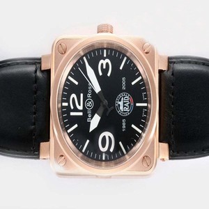 Bell Ross BR01 Gold Carbon BR 01-92 Auto Leather Square Automatic Black Dial Watch