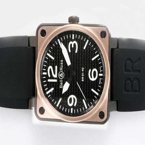 Bell Ross BR01 Gold Carbon BR 01-92 Auto Rubber 46x46mm Automatic Midsize Watch