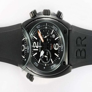 Bell Ross BR02 BR02 Carbon 44mm Black Rubber Strap Midsize Watch