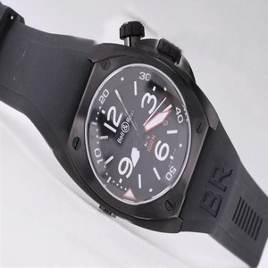 Bell Ross BR02 BR02 Carbon Black Dial 44mm Black Rubber Strap Watch