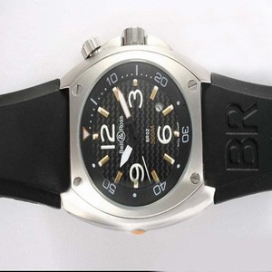 Bell Ross BR02 BR02 PRO Dial Steel Black Dial Black Rubber Strap Watch