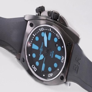 Bell Ross BR02 BR02 PRO Midsize Round Black Rubber Strap Watch