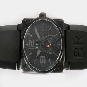 Bell Ross BR03-94 BR 03-51 GMT Black Rubber Strap Stainless Steel Bezel Black Dial Watch