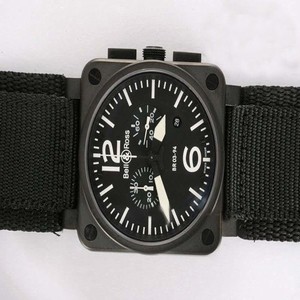 Bell Ross BR03-94 BR 03-94 Carbon Midsize Black Nylon Strap Square Watch