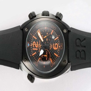 Bell Ross Chronograph BR02-94 Black Rubber Strap 44mm Black Dial Watch