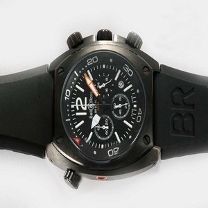 Bell Ross Chronograph BR02-94 Carbon Black Dial Round Quartz Chronograph Watch