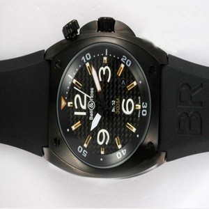 Bell Ross Chronograph BR02-94 Midsize Black Rubber Strap Watch