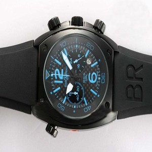 Bell Ross Chronograph BR02-94 Midsize Hexagonal Black Rubber Strap Watch