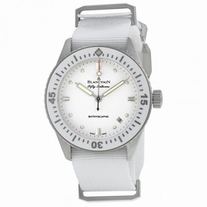 Blancpain Fifty Fathoms Bathyscaphe Automatic White Dial White Fabric Ladies Watch 5100-1127-NAWA