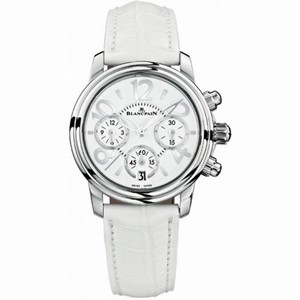 Blancpain Flyback Chronograph White Dial Leather Ladies Watch 3485F-1127-97B