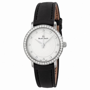 Blancpain Ultra Slim Automatic White Diamond Dial Black Fabric Strap Ladies Watch 6102-4628-95