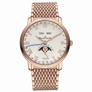 Blancpain Villeret Complete Calendar 8 Days Silver Dial 18K Rose Gold Automatic Men's Watch 6639-3642-MMB