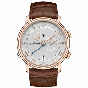 Blancpain Villeret Reveil GMT Stamped Flinque Opaline Dial Men's Watch 6640-3642-55B