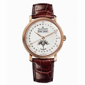Blancpain Villeret Silver Dial 18kt Rose Gold Brown Leather Men's Watch 6263-3642-55B