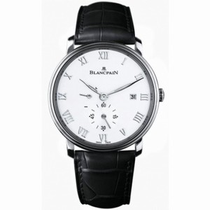 Blancpain Villeret White Dial Stainless Steel Black Leather Men's Watch 6606-1127-55B