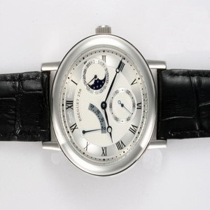 Breguet Classique Moonphase 7137BB/11/9V6 Black Cow Leather Strap Stainless Steel Bezel Mens Watch