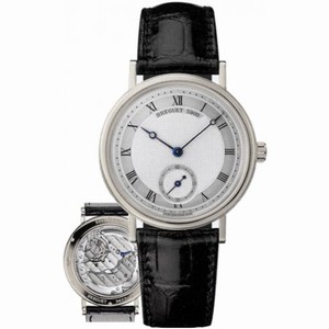 Breguet Classique Silver Dial 18kt White Gold Black Leather Men's Watch 5907BB12984