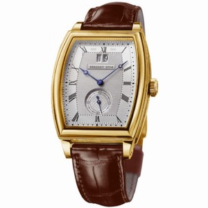 Breguet Heritage Silver Dial 18kt Yellow Gold Brown Leather Men's Watch 5480BA12996