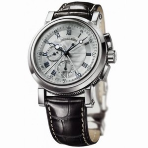 Breguet Marine Chronograph Silver Dial Leather Men's Watch 5827BB129Z8
