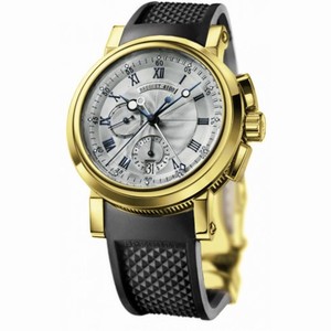 Breguet Marine Silver Dial 18kt Yellow Gold Black Rubber Men's Watch 5827BA125ZU