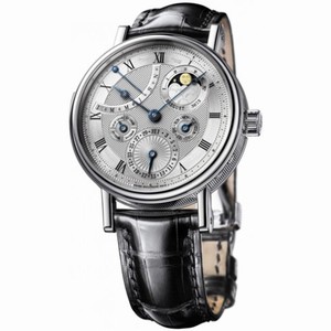 Breguet Minute Repeater Silver Dial Platinum Dial Black Leather Men's Watch 5447PT1E9V6