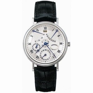 Breguet Perpetual Calendar Equation of Time Silver Dial Platinum Black Leather Men's Watch 3477PT1E986