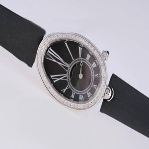 Breguet Reine de Naples 8928BB/51/844 DD0D Black Dial Oval Black Cow Leather Strap Watch