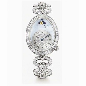 Breguet Reine de Naples Blue Mother of Pearl Diamond 18kt White Gold Ladies Watch 8909BBVDJ29DDDD