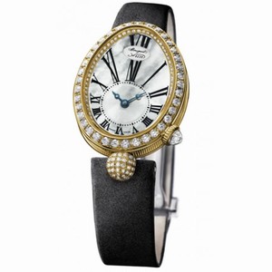 Breguet Reine de Naples Mother of Pearl Dial 18kt Yellow Gold Black Satin Diamond Ladies Watch 8928BA51844DD0D