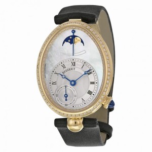 Breguet Reine de Naples Mother of Pearl Dial 18kt Yellow Gold Diamond Black Satin Ladies Watch 8908BA52864D00D