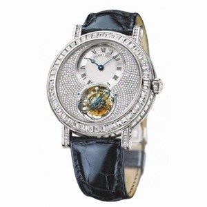Breguet Tourbillion Diamond Pave Dial 18kt White Gold Blue Leather Men's Watch 5359BB6B9V6DD0D