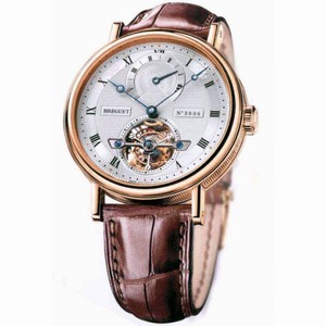 Breguet Tourbillion Silver Dial 18kt Rose Gold Brown Leather Men's Watch 5317BR129V6